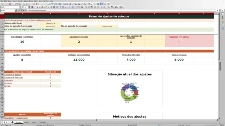 Prévia de Ajuste de estoque: planilha Excel grátis 2026