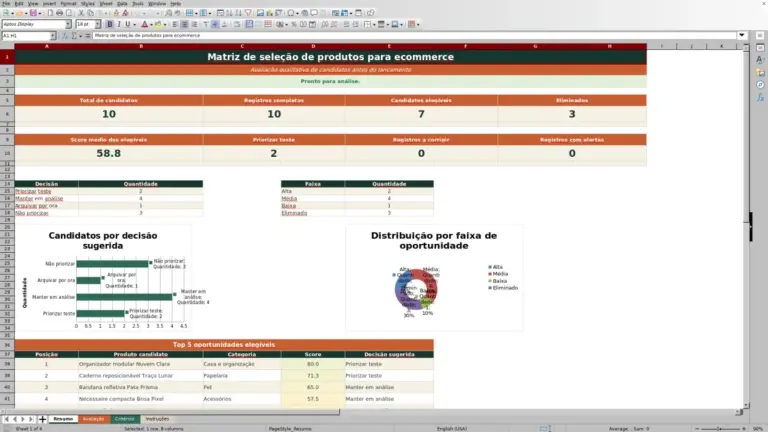 Prévia de Seleção de produtos: planilha Excel grátis 2026