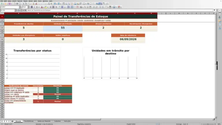 Prévia de Transferência de estoque: planilha Excel grátis 2026